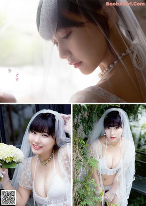 A woman in a white bra and veil posing for a magazine cover.