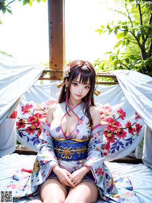 A naked woman in a kimono standing in front of a door.