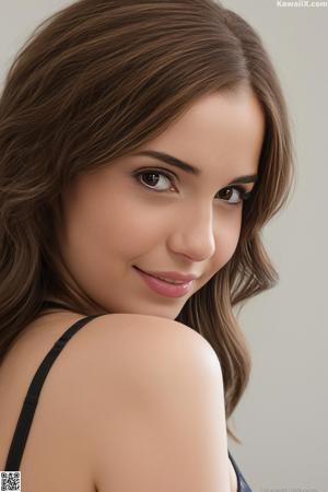 A young woman in a school uniform is posing for a picture.