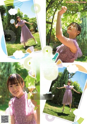 A young girl in a pink dress holding a green leaf.