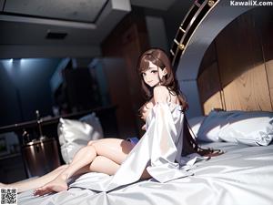 A woman in a black lingerie sitting on a window sill.