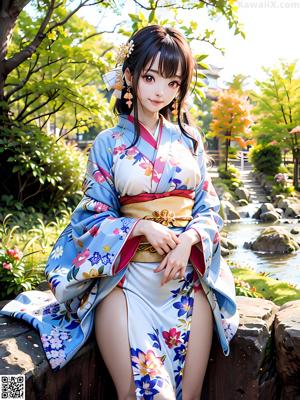 A woman in a kimono posing for a picture.